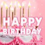 Pretty Birthday Cake With Pink Decor GIF