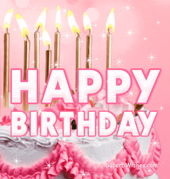 Pretty Birthday Cake With Pink Decor GIF