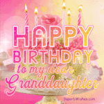 Pink Floral Birthday Cake GIF - Happy Birthday, Granddaughter