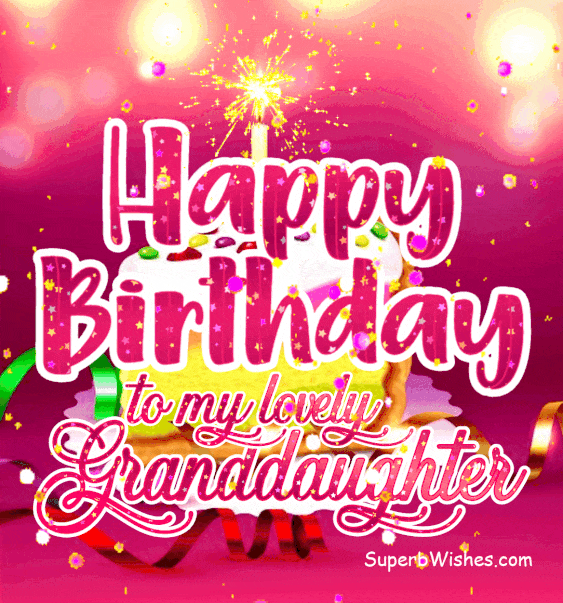 Birthday Cake Slice Sparkler Candle GIF Happy Birthday, Granddaughter