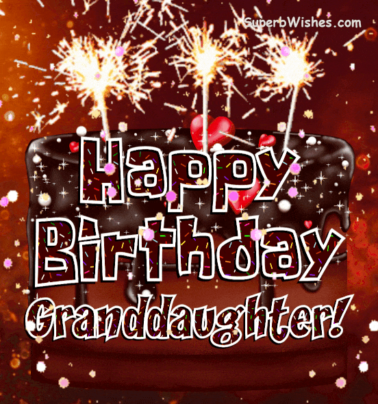 Sparkling Chocolate Drip Cake GIF Happy Birthday, Granddaughter