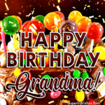 Birthday Cake With Chocolate Frosting GIF - Happy Birthday, Grandma!