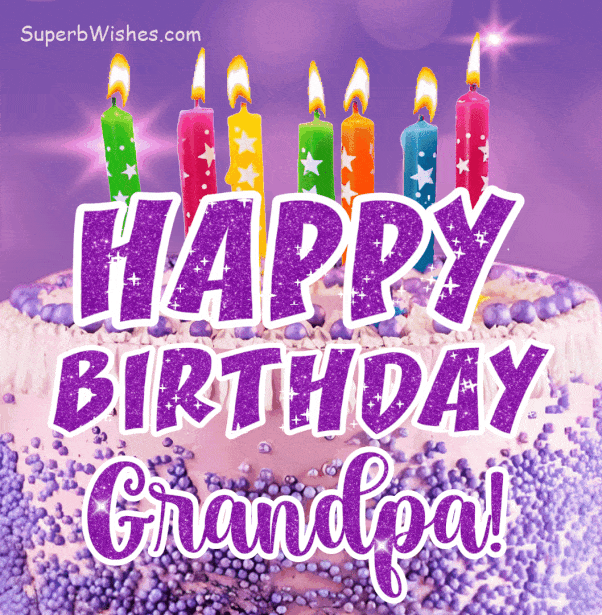 Royal Purple Birthday Cake GIF - Happy Birthday, Grandpa | SuperbWishes