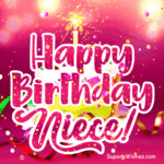 Birthday Cake Slice Sparkler Candle GIF - Happy Birthday, Niece!