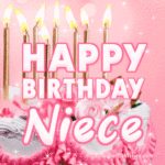 Pretty Birthday Cake With Pink Decor GIF - Happy Birthday, Niece