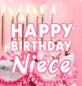 Pretty Birthday Cake With Pink Decor GIF - Happy Birthday, Niece