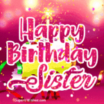 Birthday Cake Slice Sparkler Candle GIF - Happy Birthday, Sister