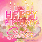 Pink Floral Birthday Cake GIF - Happy Birthday, Sister