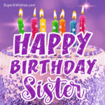 Royal Purple Birthday Cake GIF - Happy Birthday, Sister