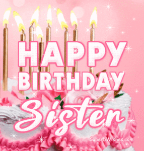 Pretty Birthday Cake With Pink Decor GIF - Happy Birthday, Sister