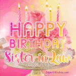Pink Floral Birthday Cake GIF - Happy Birthday, Sister-in-Law