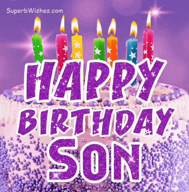 Royal Purple Birthday Cake GIF - Happy Birthday, Son | SuperbWishes