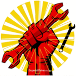 Happy Labour Day GIF With Fist Holding Wrench