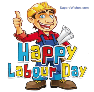 Happy Labour Day GIF With A Construction Worker Animation