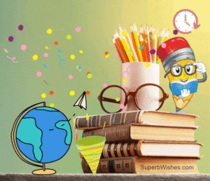 Happy Teacher's Day GIF With A Pile Of Books