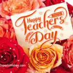 Happy Teachers' Day GIF With Beautiful Flowers