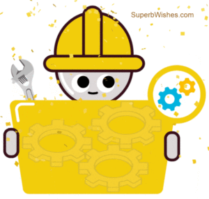 Happy Workers' Day GIF With Gear Wheel Animation