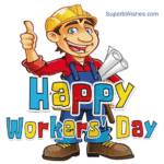Happy Workers' Day GIF With A Construction Worker Animation