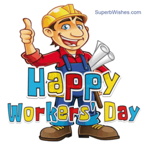 Happy Workers' Day GIF With A Construction Worker Animation