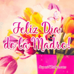 Feliz Día de la Madre GIF Con Tulipanes en Maceta