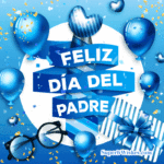 Feliz Día del Padre GIF Con Globos Metálicos Azules