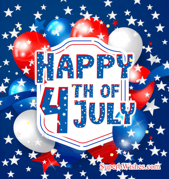 Happy 4th of July GIF With Colorful Balloons