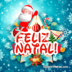 Feliz Natal com flocos de neve GIF animado