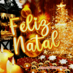 GIF de árvore de Natal dourada com lindas luzes