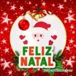 GIF de Feliz Natal com estrelas cintilantes animado