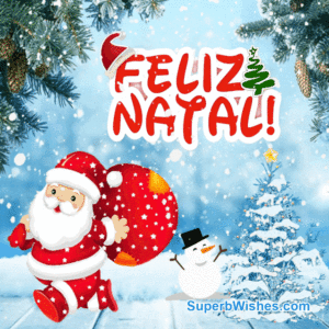 Feliz Natal com neve caindo GIF