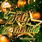 Bolas navideñas metálicas de color dorado GIF