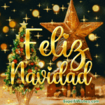 Feliz Navidad con GIF animado de dorado polvo de estrellas