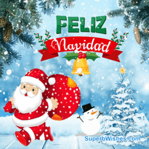 Feliz Navidad Con Nieve Cayendo GIF