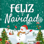 Impresionante GIF animado de Feliz Navidad muñeco de nieve