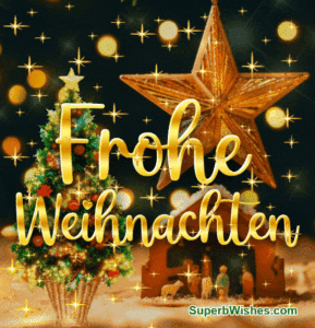 Frohe Weihnachten mit goldenem Sternenstaub animiertes GIF