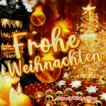 Goldener Weihnachtsbaum GIF mit wunderschönen Lichtern