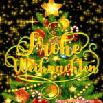 Fröhlicher Weihnachtsbaum mit animierten Sternenstaub GIF