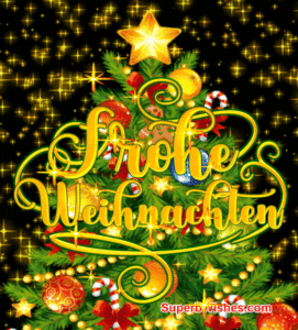 Fröhlicher Weihnachtsbaum mit animierten Sternenstaub GIF