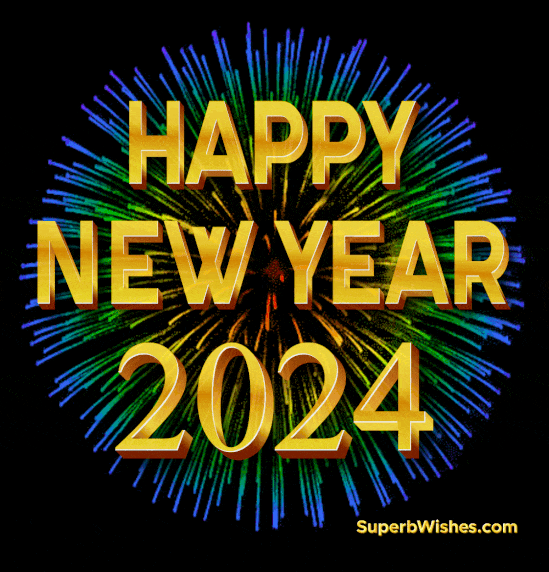 Bright and Colorful Happy New Year 2024 GIF