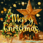 Merry Christmas With Golden Stardust Animated GIF