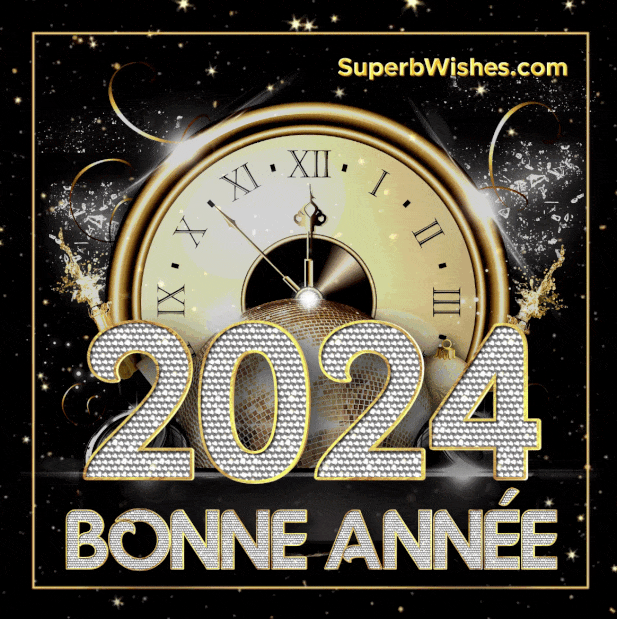Impressionnant Nouvelle Année 2024 Horloge Animée GIF