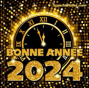 L'horloge d'or Bonne Année 2024 Image GIF