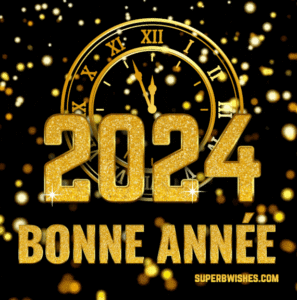Superbe horloge GIF animée pour la nouvelle année 2024