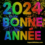 Feux d’artifice colorés Bonne Année 2024 GIF Image