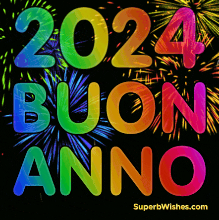 Immagine GIF di fuochi d'artificio colorati Felice Anno Nuovo 2024