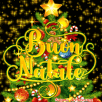 Buon albero di Natale con GIF animato di polvere di stelle