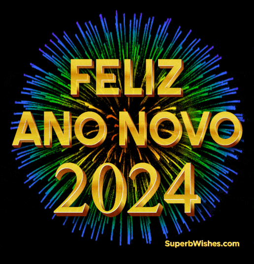 Brilhante e colorido Feliz Ano Novo 2024 GIF