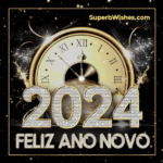 Impressionante Ano Novo 2024 Relógio Animado GIF