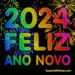 Fogos de artifício coloridos Feliz Ano Novo 2024 GIF Imagem