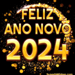 Elegante dourado Feliz Ano Novo 2024 GIF
